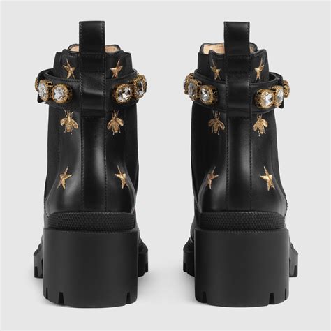 gucci embroidered leather ankle boot with belt dupe|gucci jordaan leather ankle boots.